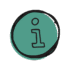 A rough cricle coloured green with a letter i in the middle, representing information