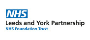 A white background with the Leeds and York Partnership NHS Foundation Trust logo, which is a blue rectangle containing the letters NHS in white above the organisation's name