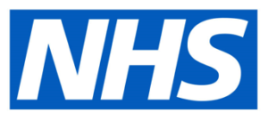 The NHS logo, which is a blue rectangle containing the letters NHS in bold white type